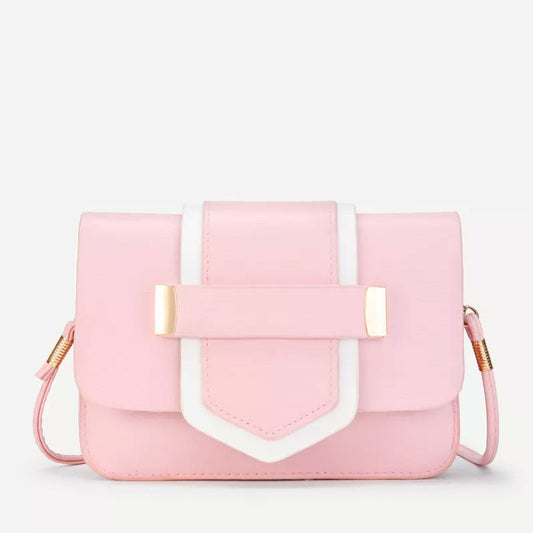 Two Tone PU Flap Cross Body Bag